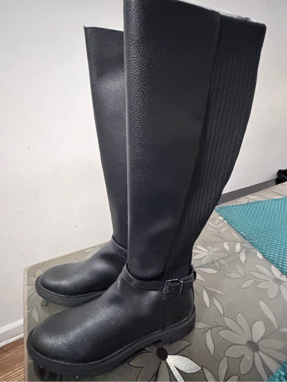 Kenneth Cole Reaction Black Tall Knee-High Riding Boots